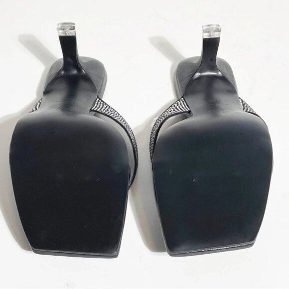 New Black Suede Studio Black Thong Crystal Embellished Sandal Heel size 40.5 - Picture 6 of 7